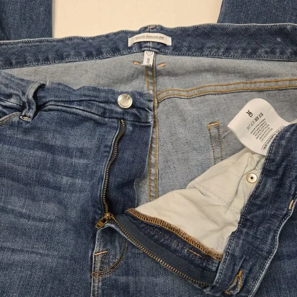 Good American Good Legs Size 24 Plus Raw Hem Skinny Stretchy Blue Jeans - Picture 11 of 14